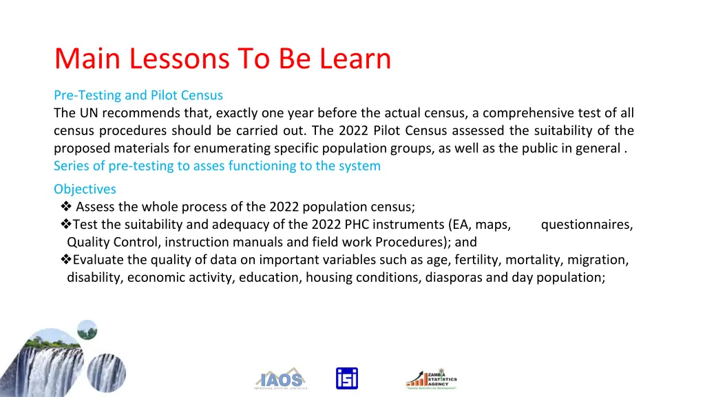 main lessons to be learn 1