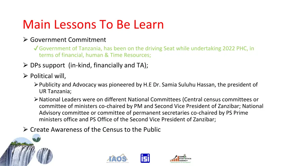 main lessons to be learn government commitment