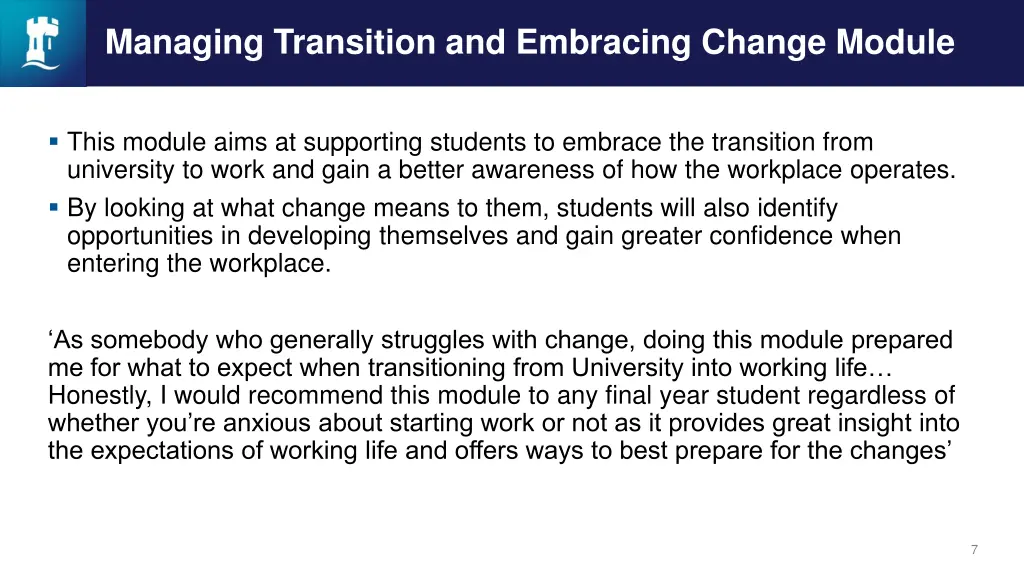 managing transition and embracing change module
