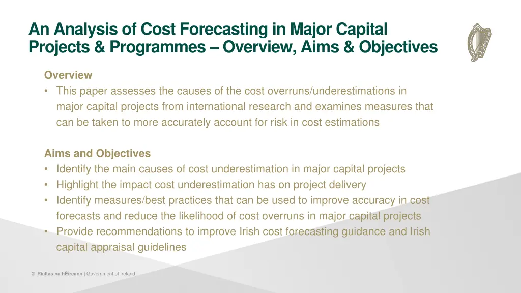 an analysis of cost forecasting in major capital