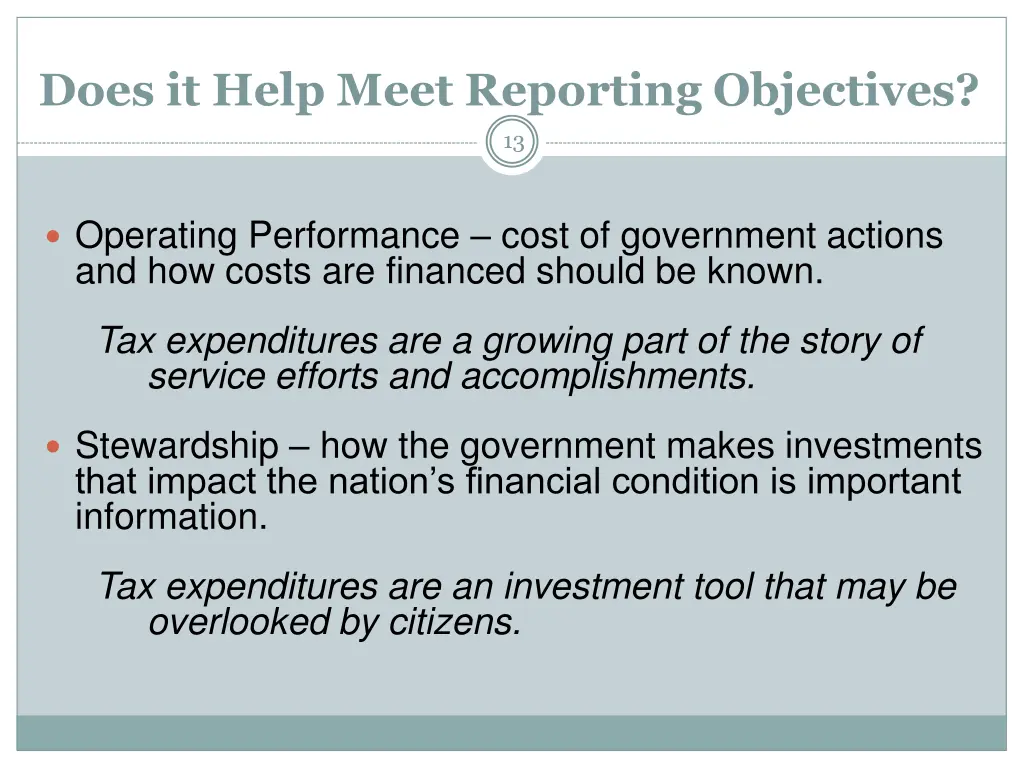 does it help meet reporting objectives