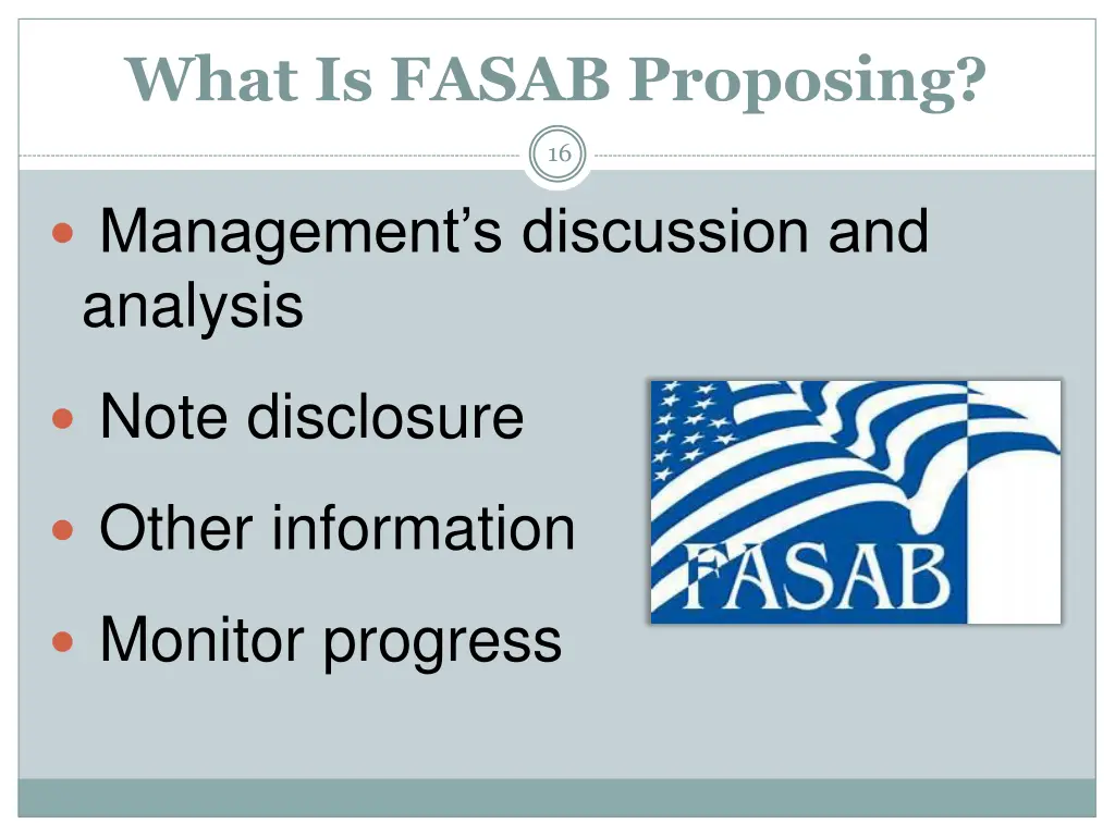 what is fasab proposing