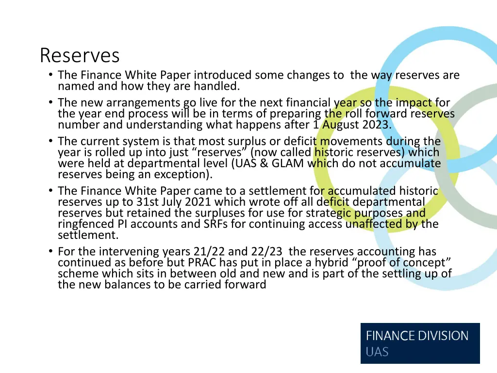 reserves the finance white paper introduced some