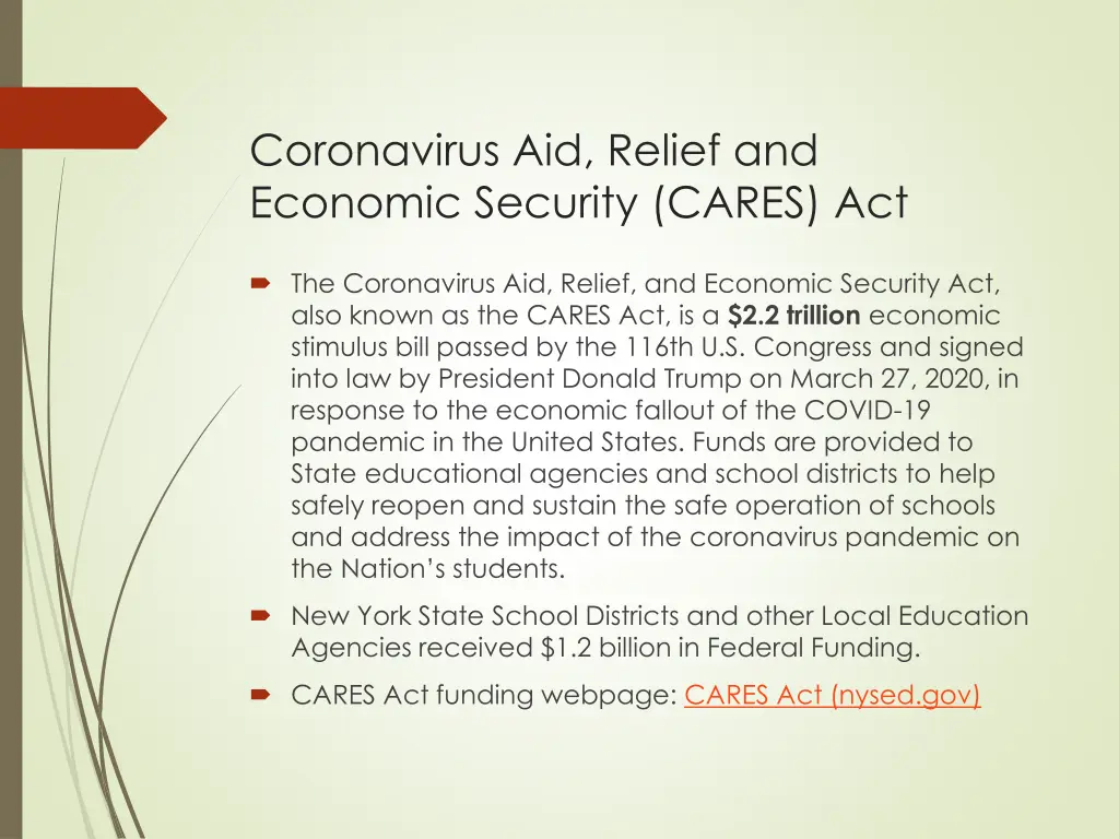 coronavirus aid relief and economic security