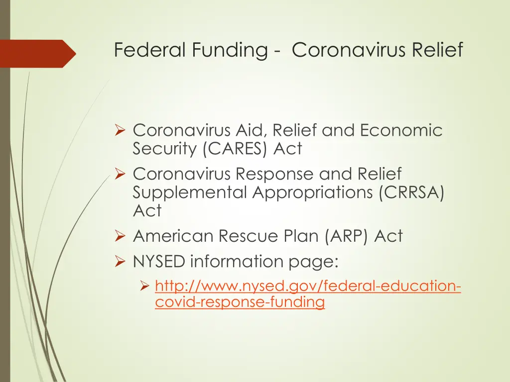 federal funding coronavirus relief