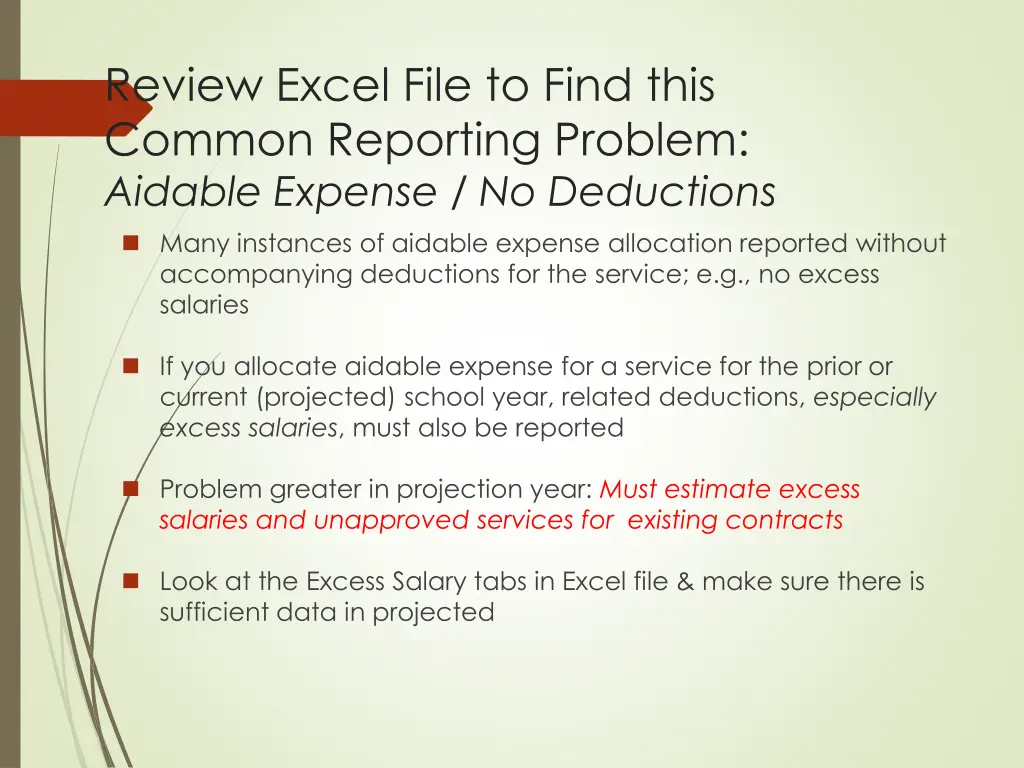 review excel file to find this common reporting