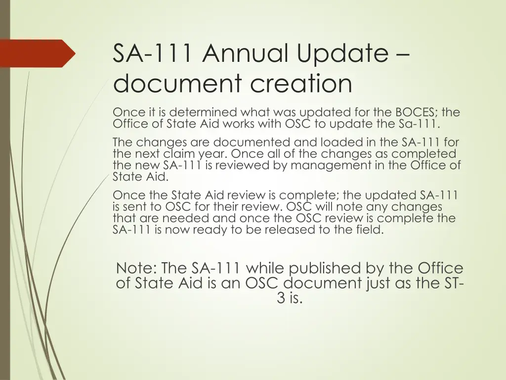 sa 111 annual update document creation
