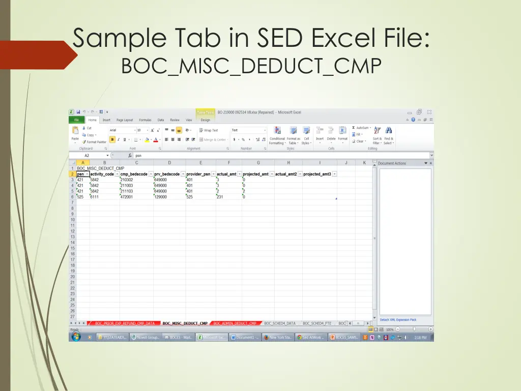 sample tab in sed excel file boc misc deduct cmp