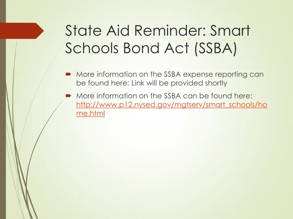 state aid reminder smart schools bond act ssba 1