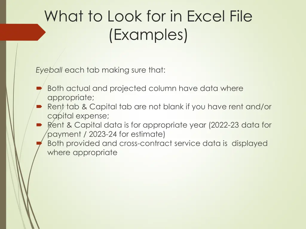 what to look for in excel file examples