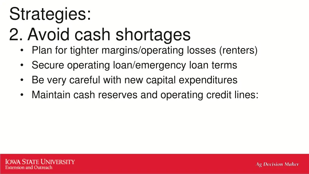 strategies 2 avoid cash shortages plan