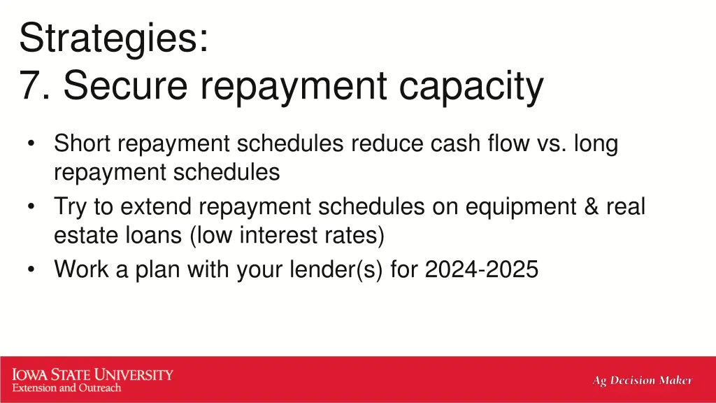 strategies 7 secure repayment capacity