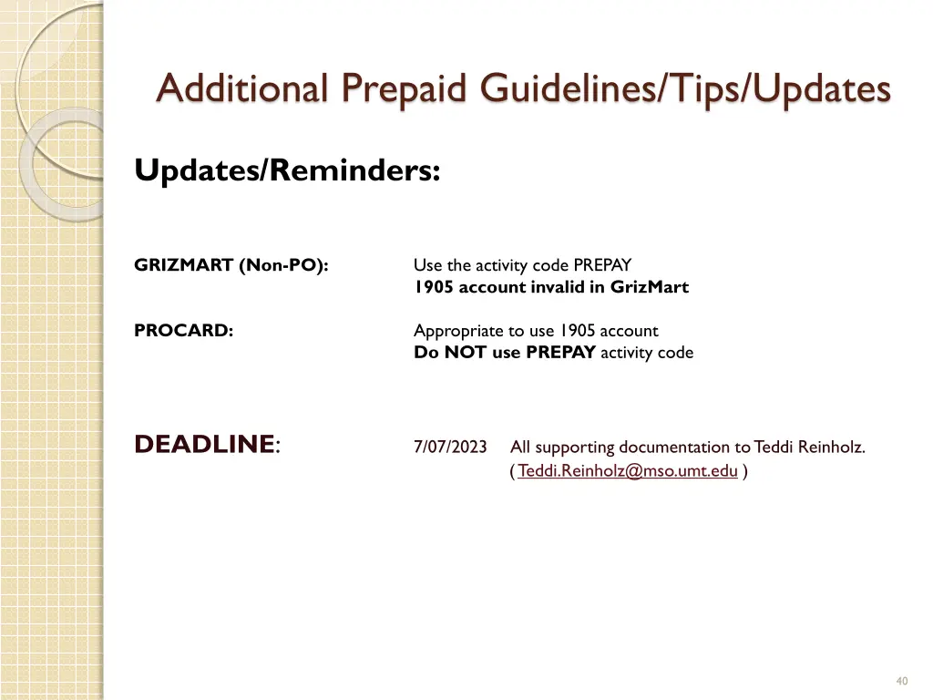 additional prepaid guidelines tips updates