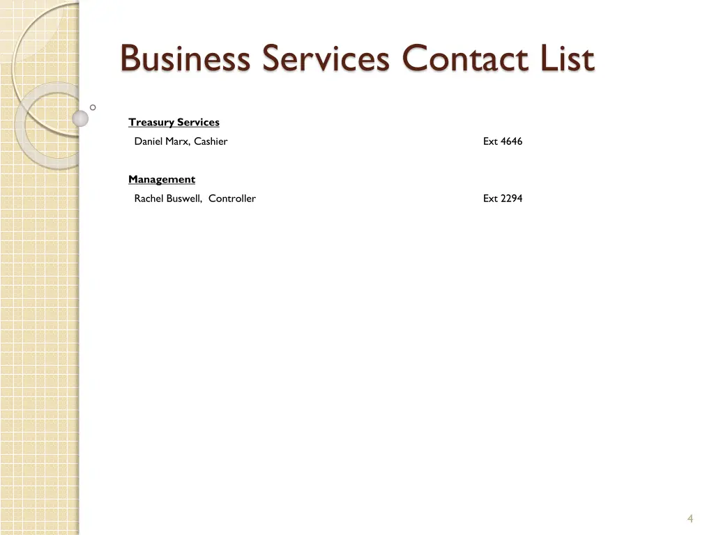 business services contact list 1