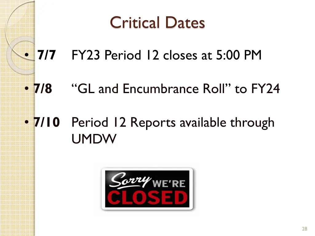 critical dates