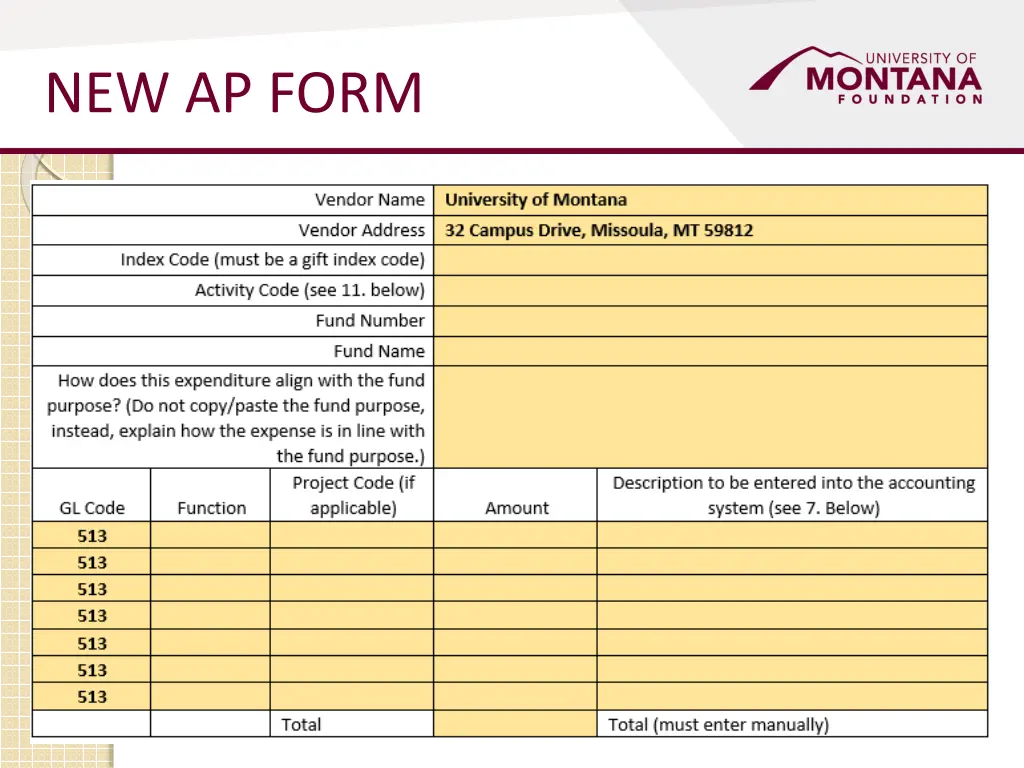 new ap form