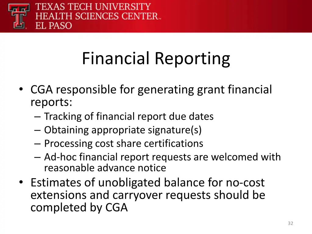 financial reporting