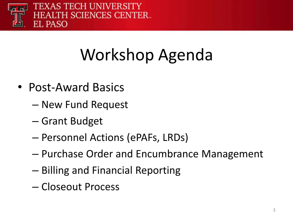 workshop agenda