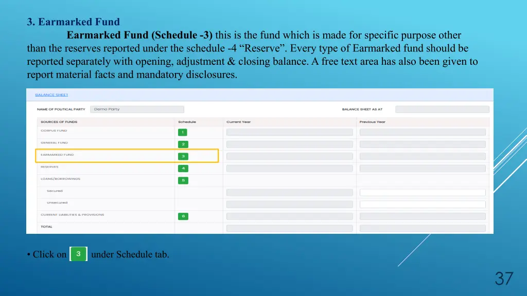 3 earmarked fund earmarked fund schedule 3 this