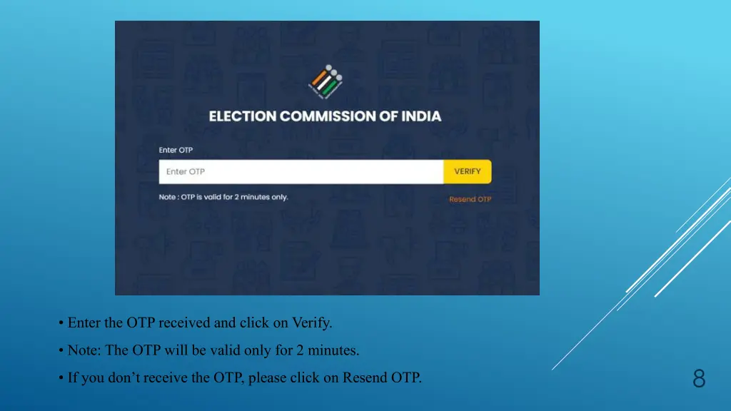 enter the otp received and click on verify