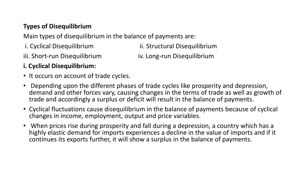 types of disequilibrium main types