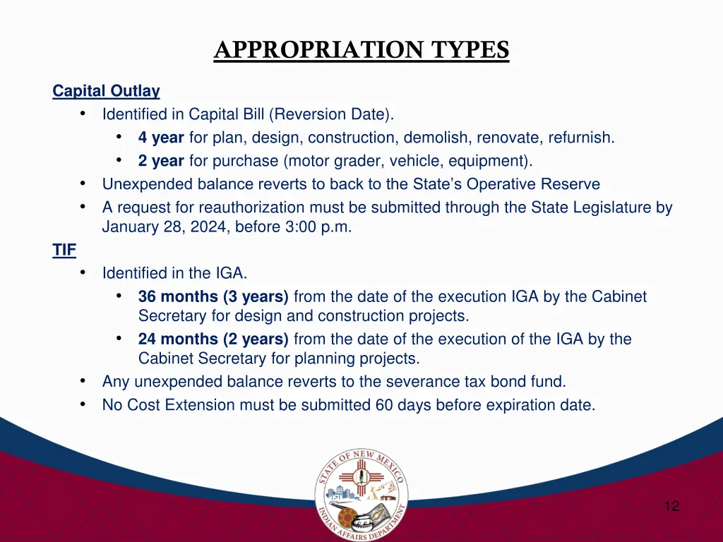 appropriation types