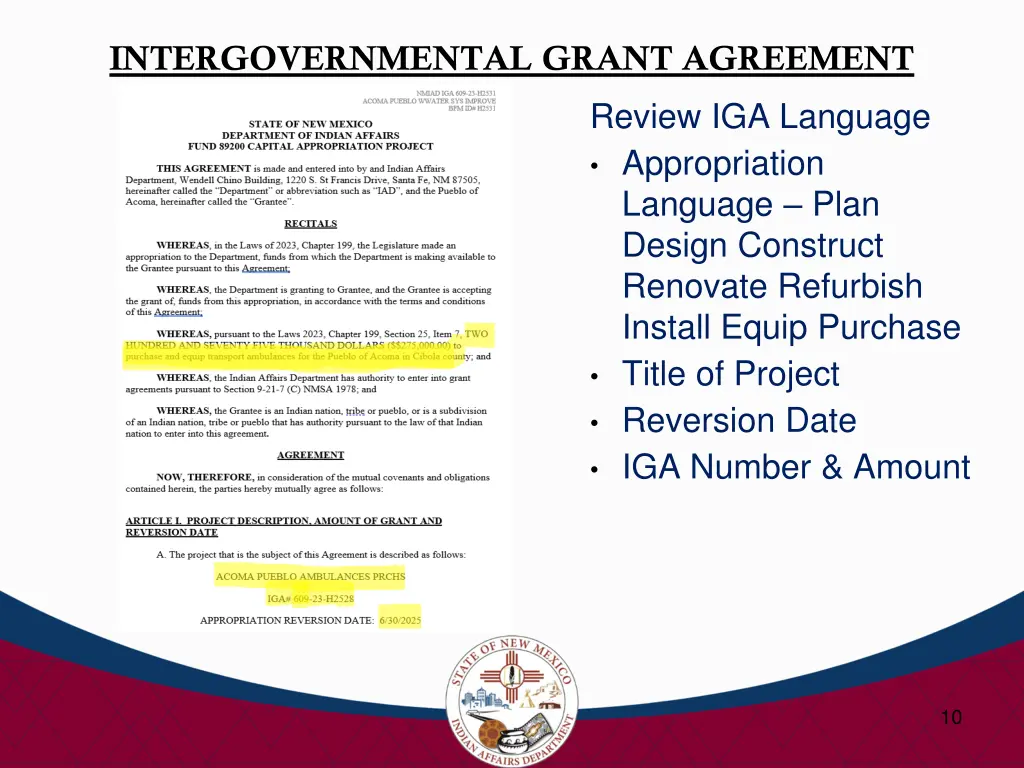 intergovernmental grant agreement 1