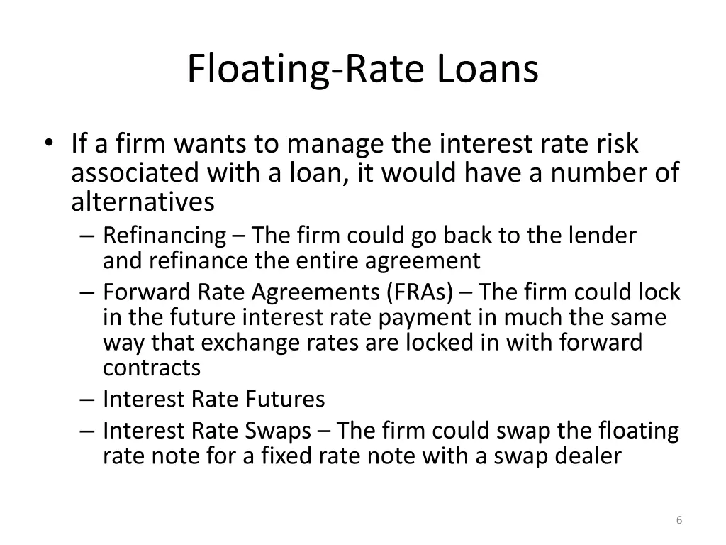 floating rate loans