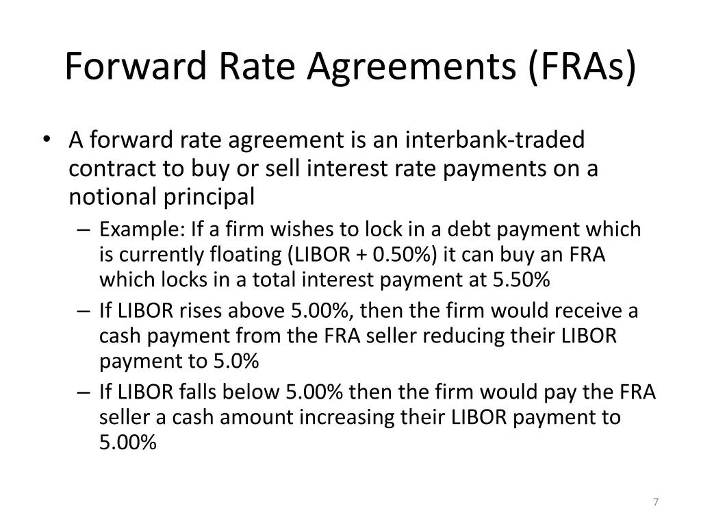 forward rate agreements fras