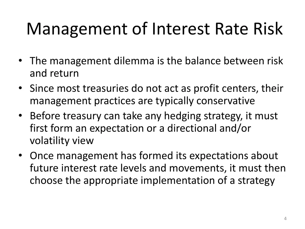 management of interest rate risk