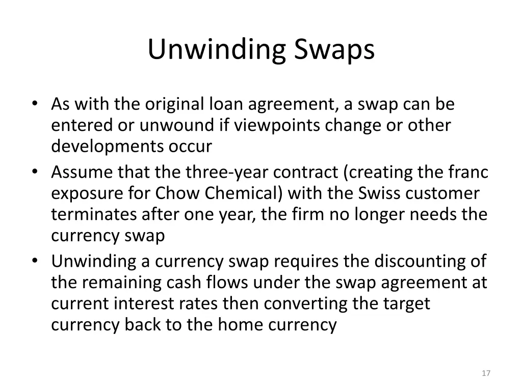 unwinding swaps