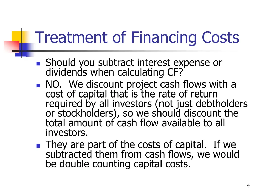 treatment of financing costs