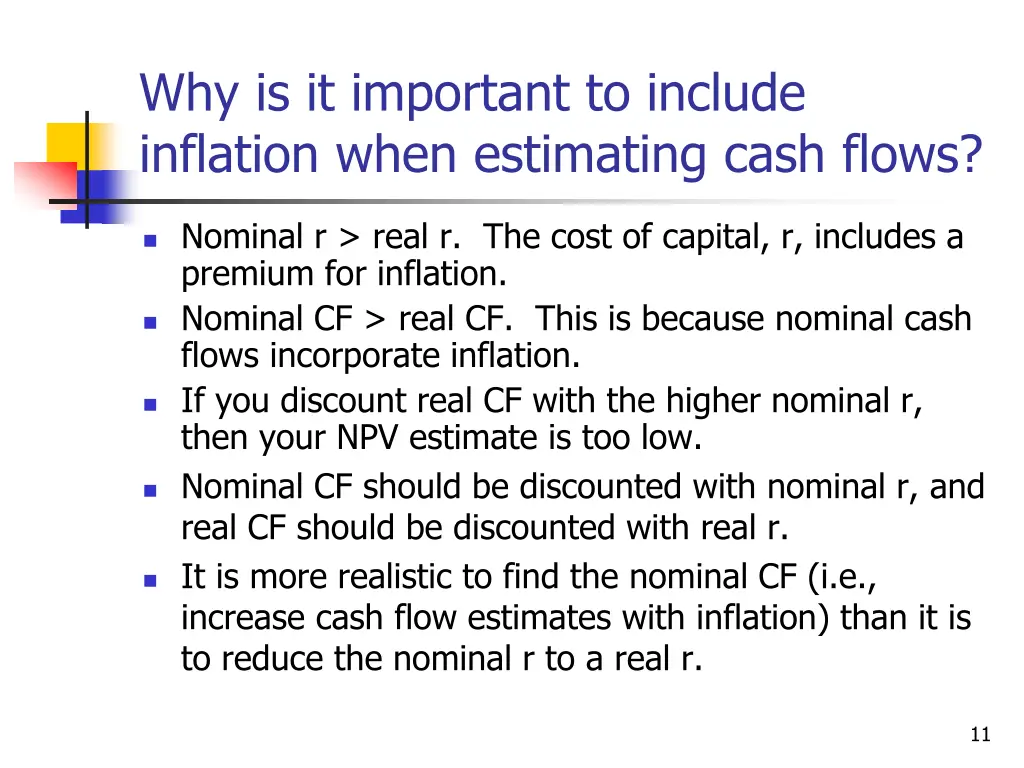 why is it important to include inflation when