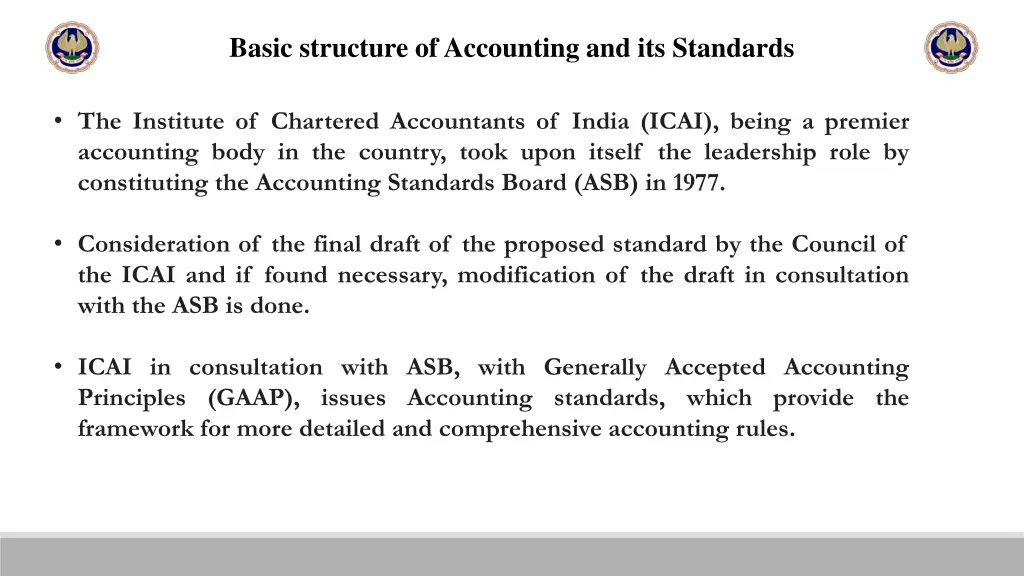 basic structure of accounting and its standards