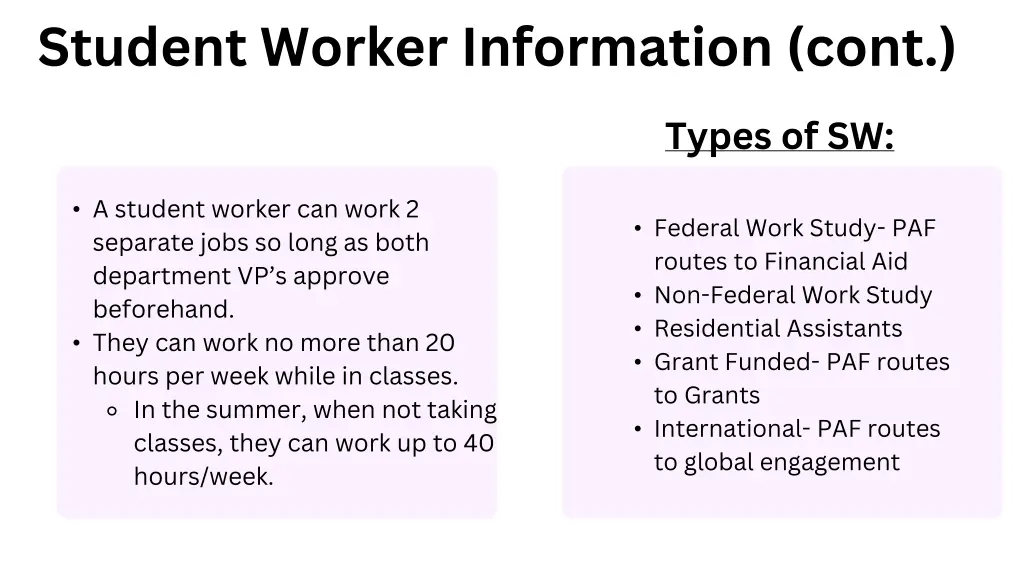 student worker information cont