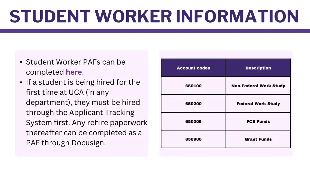 student worker information