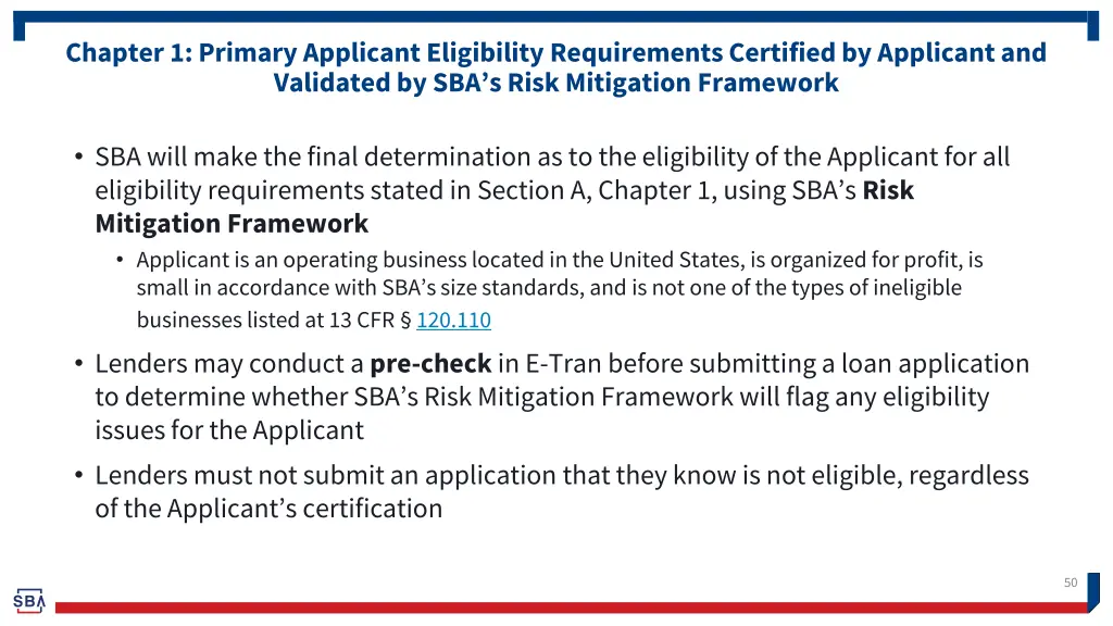 chapter 1 primary applicant eligibility