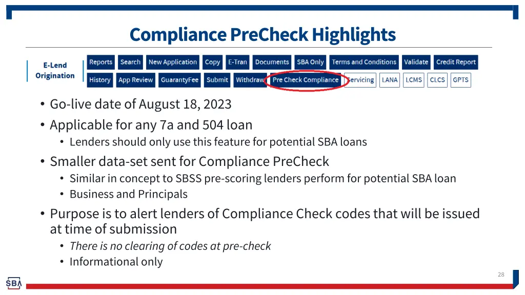 compliance precheck highlights