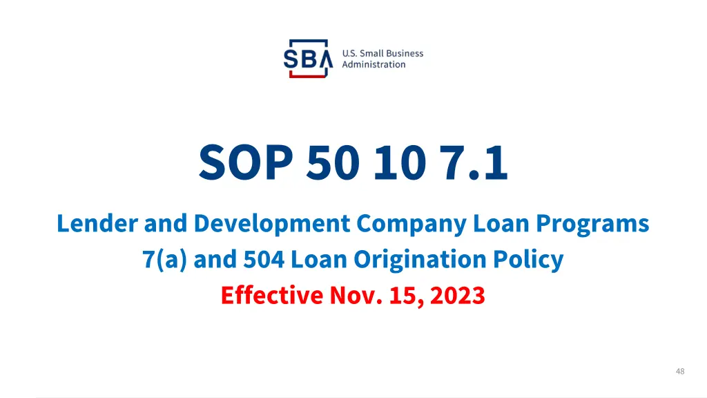 sop 50 10 7 1 lender and development company loan