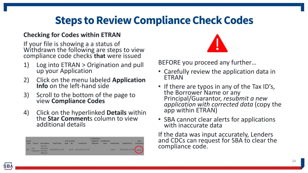 steps to review compliance check codes