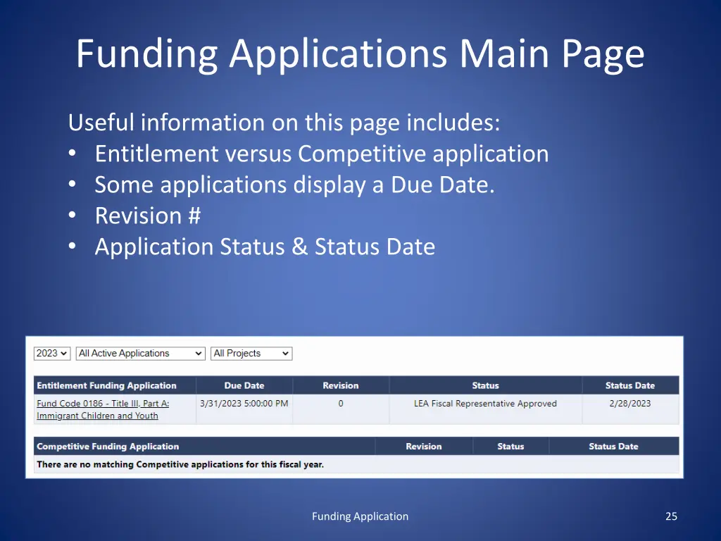 funding applications main page 1