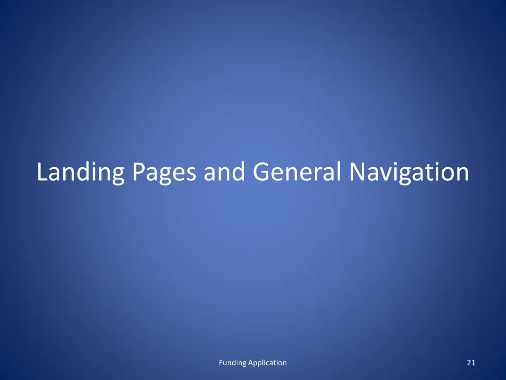 landing pages and general navigation