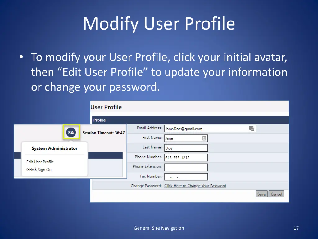 modify user profile
