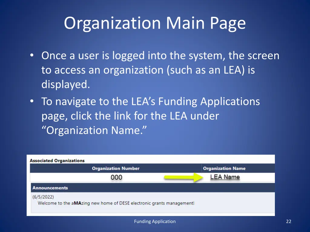 organization main page