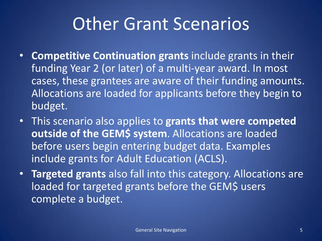 other grant scenarios