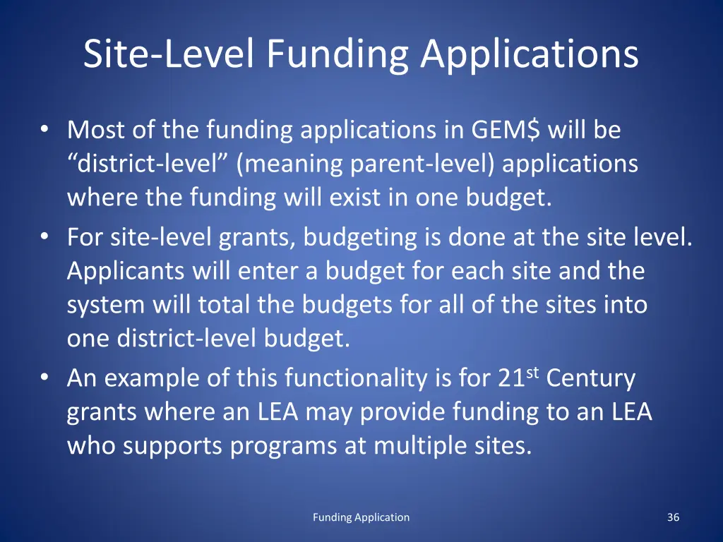 site level funding applications 1