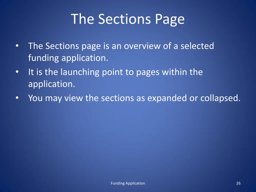 the sections page