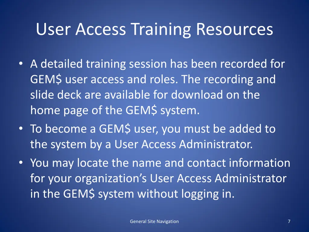 user access training resources