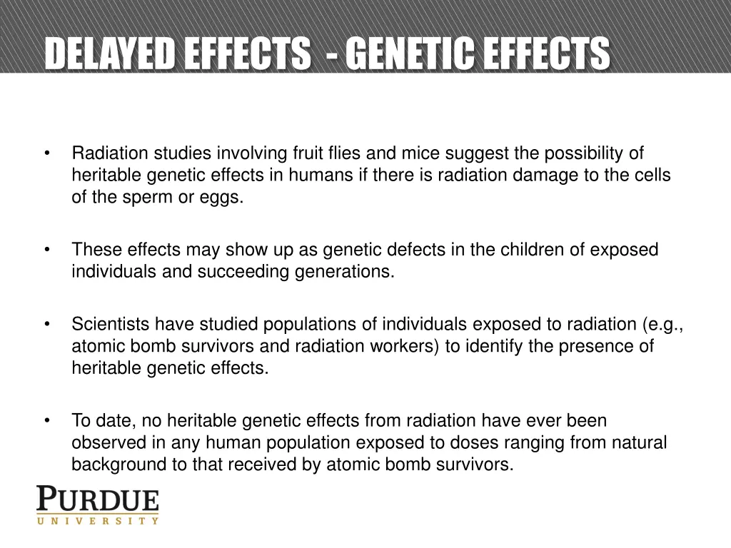 delayed effects genetic effects