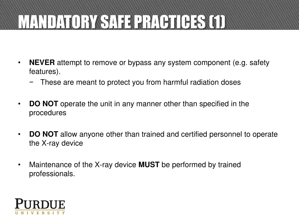 mandatory safe practices 1